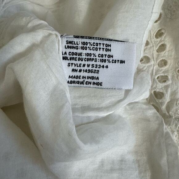 Walter‎ Baker Top Eyelet Blouse White Puff Sleeve Empire Waist Size S - Picture 7 of 10